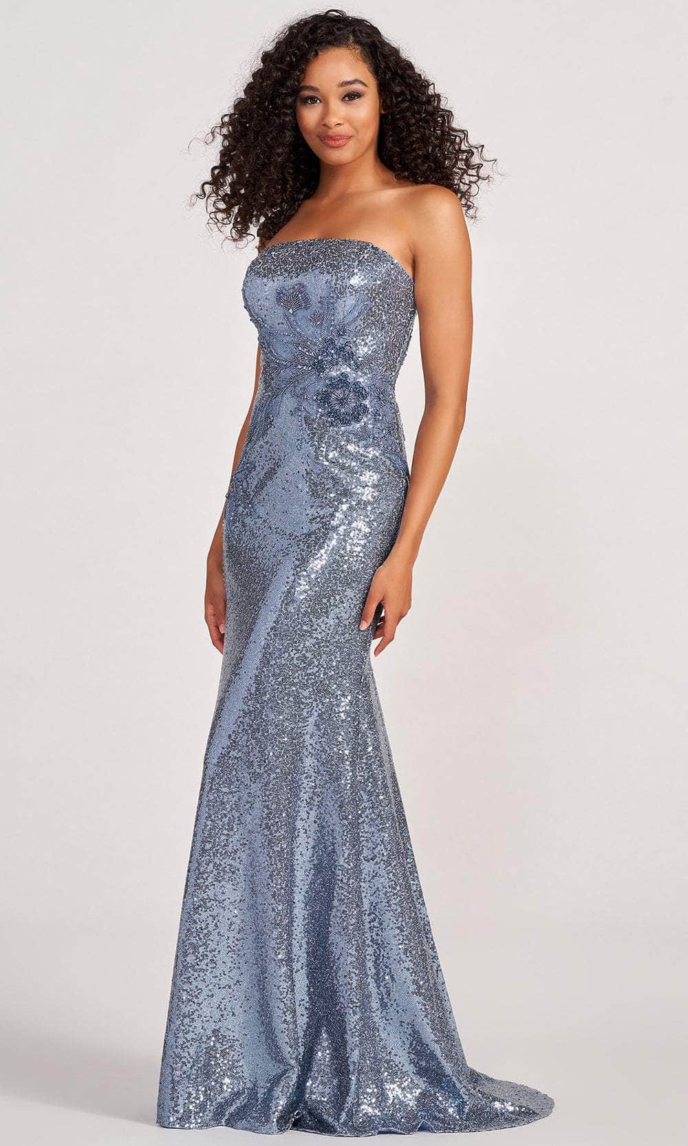 Image of Colette for Mon Cheri CL2075 - Sequined Strapless Plus Size Prom Dress