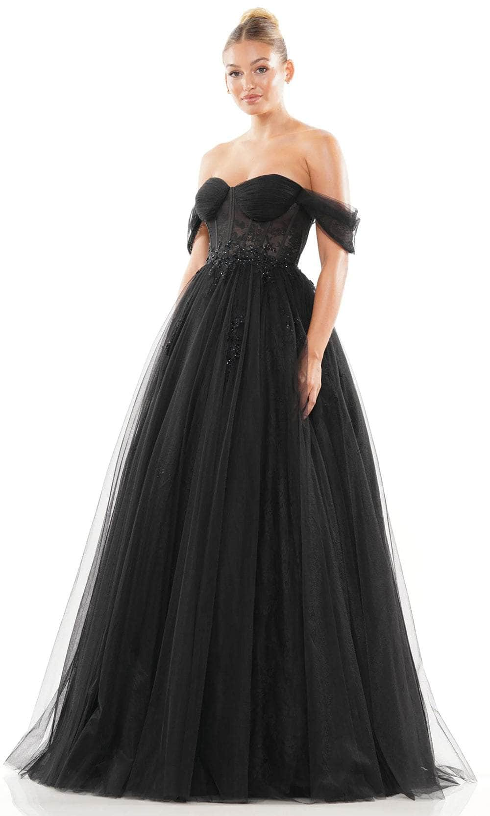 Image of Colors Dress 3240 - Off Shoulder Tulle Prom Dress