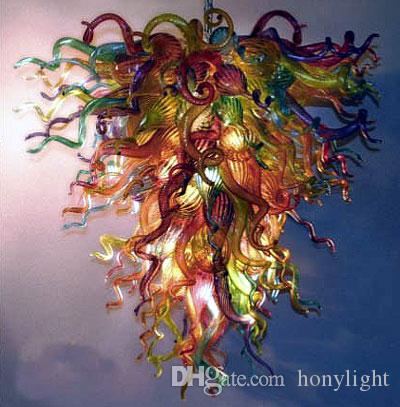 Image of Contemporary Colorful Chandelier Lamp Luxury Pendant Lamps Style Hand Blown Glass Chandeliers AC 110/120/220/240V LED Bulbs