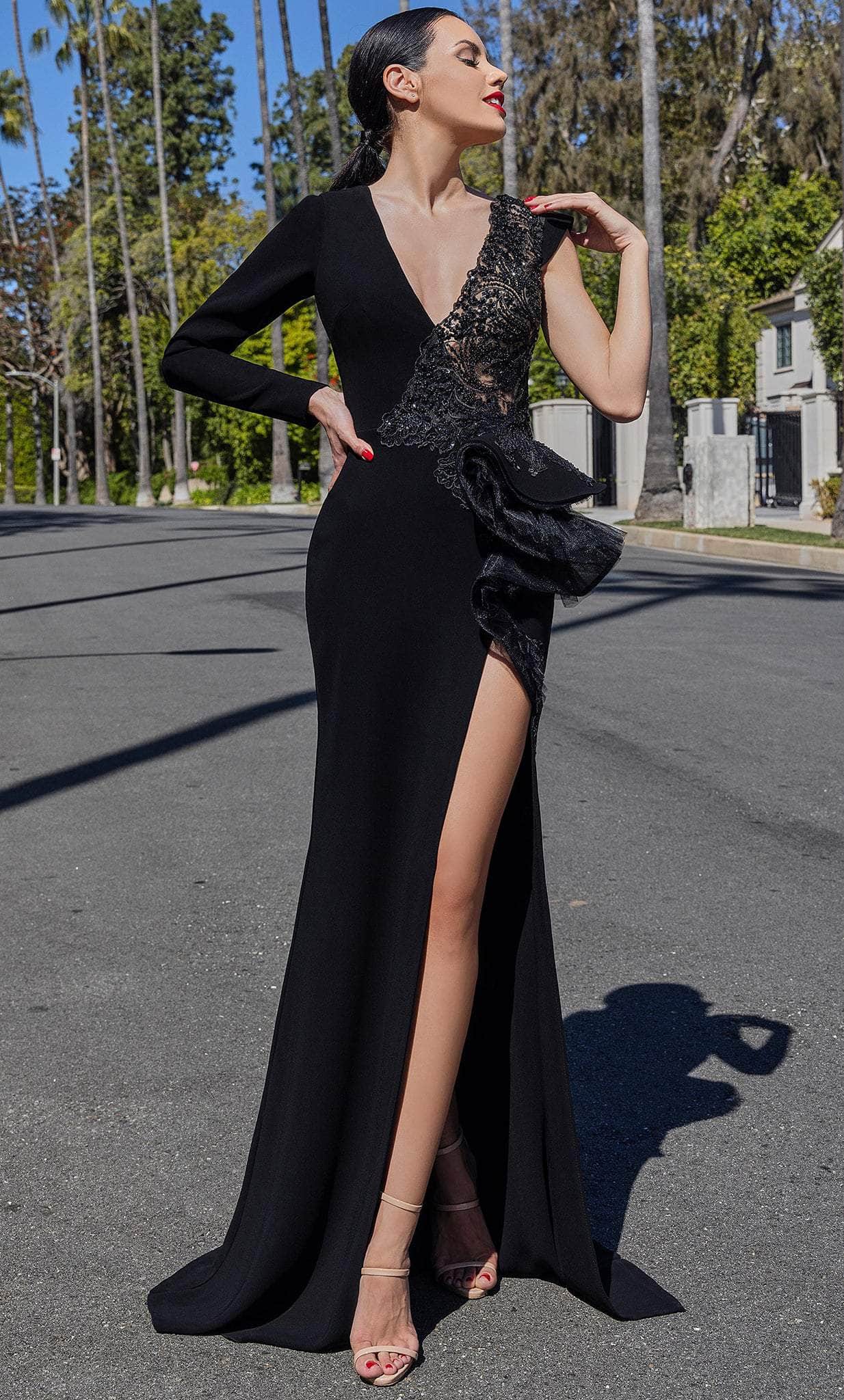 Image of Cristallini SKA1411 - Embroidered Ruffle Evening Gown