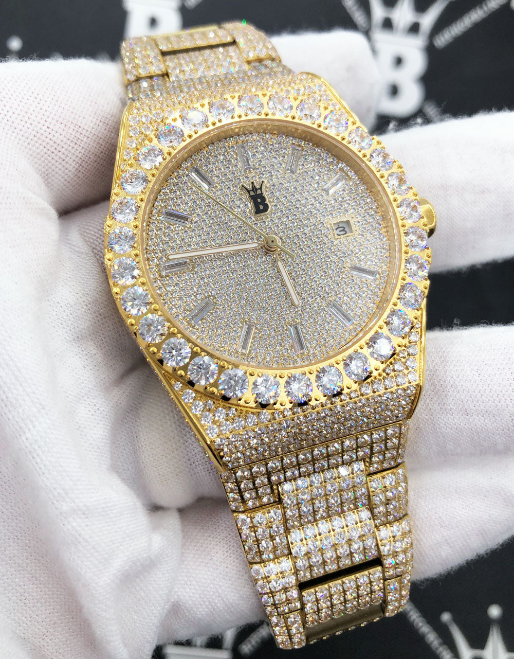 Image of Crown Iced Out Hip Hop Bling Bustdown Watch ID 41276027928769