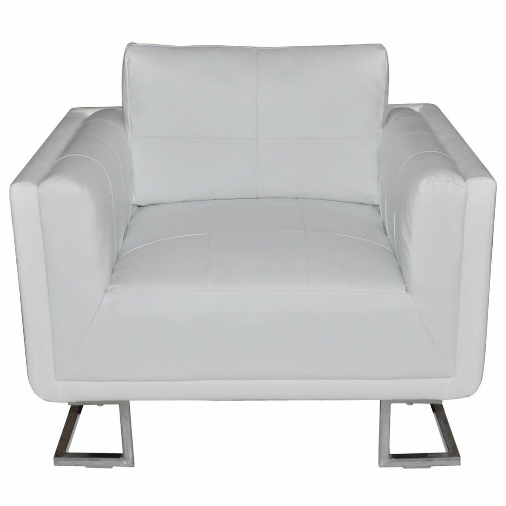 Image of Cube Armchair White Leather