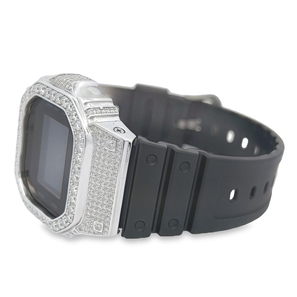 Image of Custom G Shock DW5600 Iced Out Watch 450 Carat Moissanite ID 47262745657537