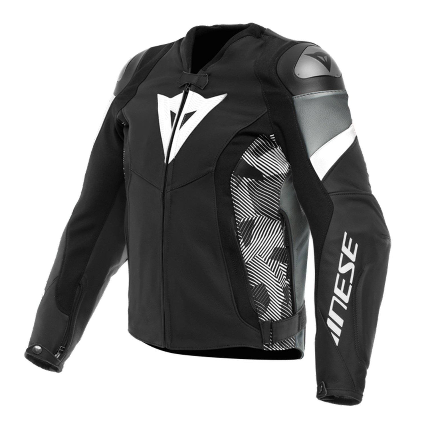 Image of Dainese Avro 5 Leather Schwarz Weiß Anthracite Jacke Größe 48