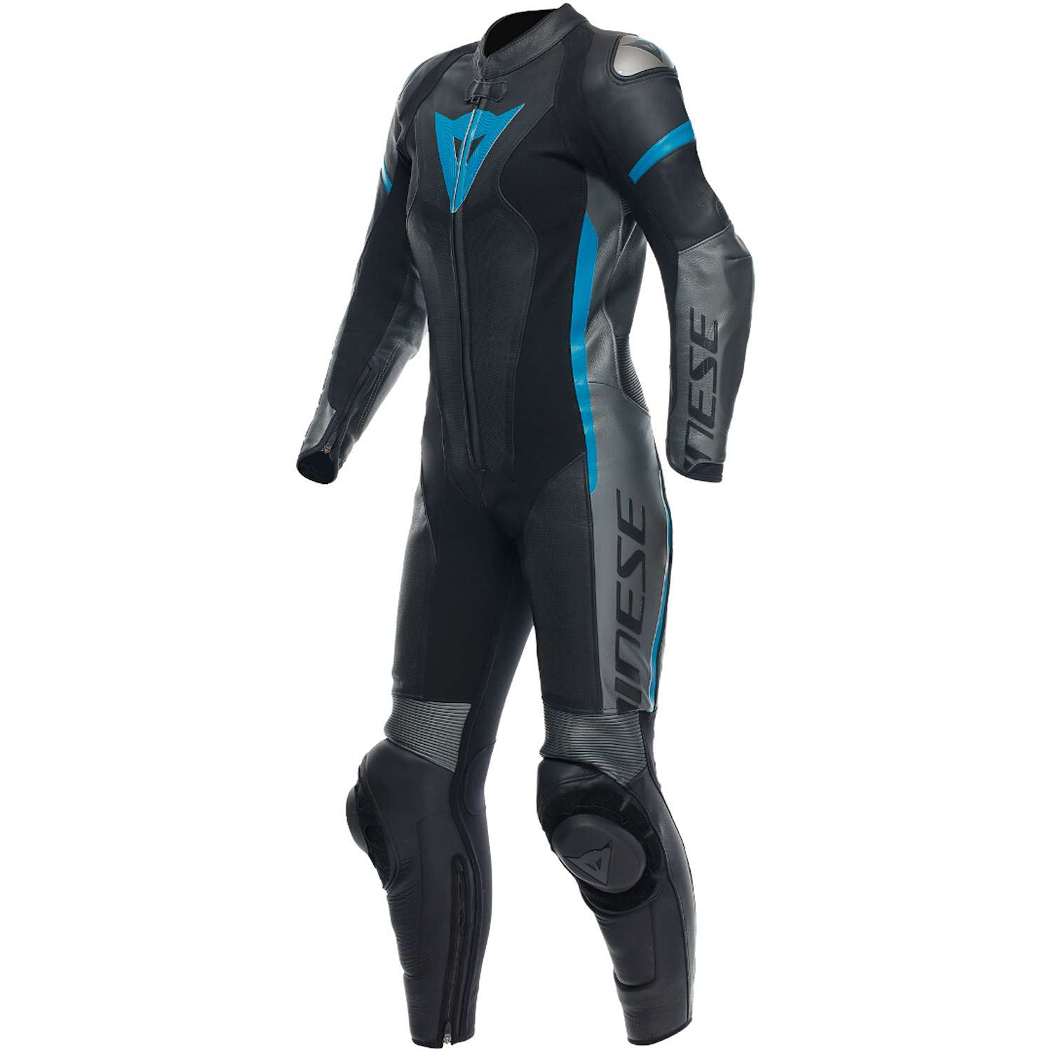 Image of Dainese Grobnik Lady Leather 1Pc Suit Perf Black Anthracite Teal Size 44 ID 8051019498168