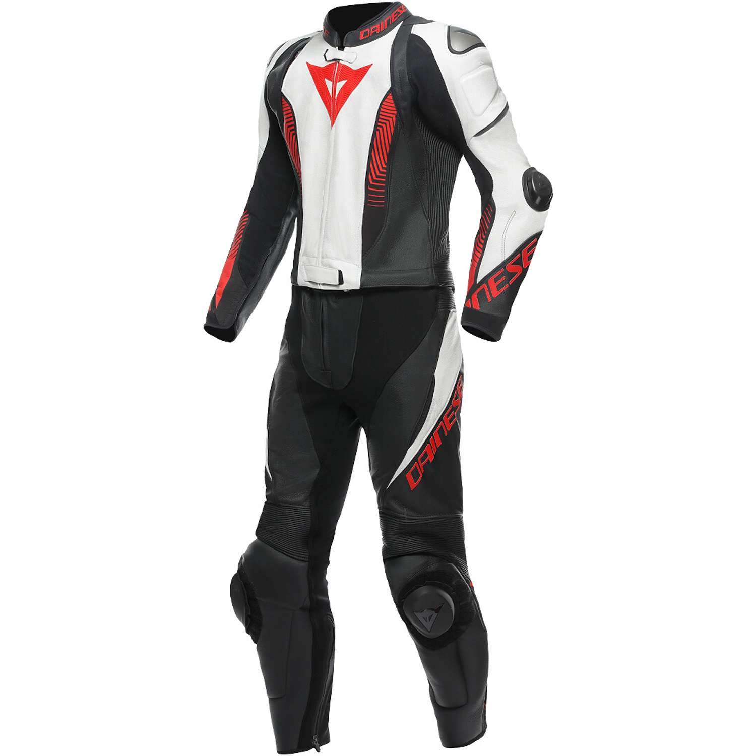 Image of Dainese Laguna Seca 5 2Pcs Leather Suit Black White Lava Red Size 48 ID 8051019497123