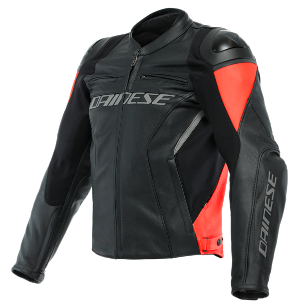 Image of Dainese Racing 4 Leather Jacket Black Fluo Red Talla 44