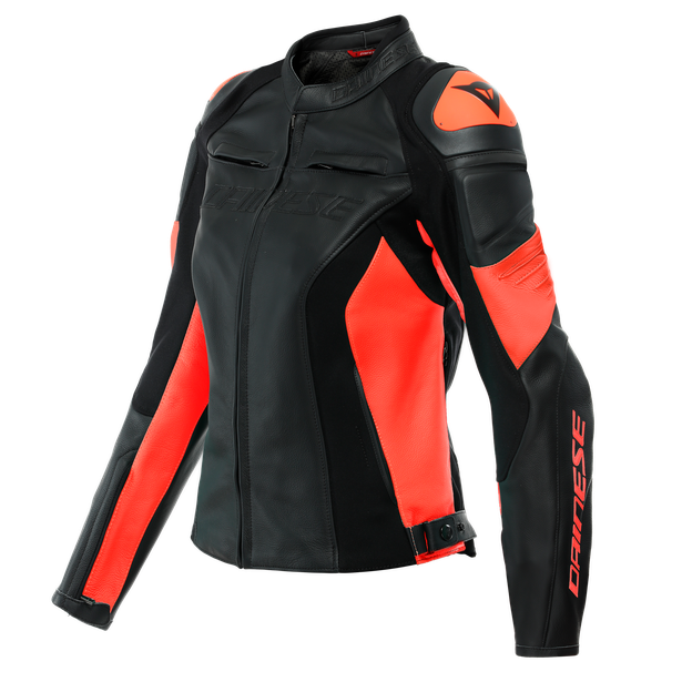 Image of Dainese Racing 4 Leather Jacket Lady Black Fluo Red Talla 38