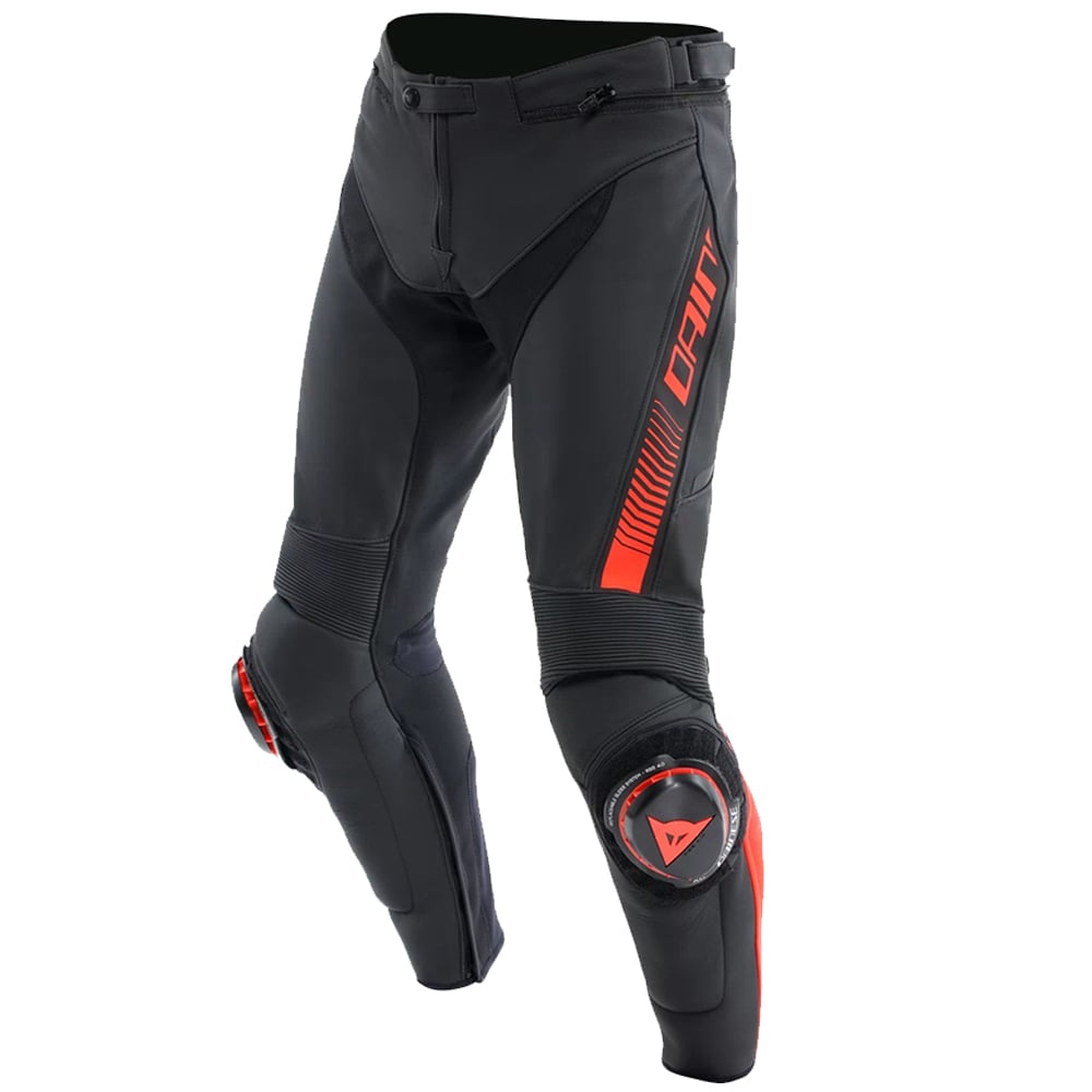 Image of Dainese Super Speed Leather Pants Black Red Fluo Talla 44