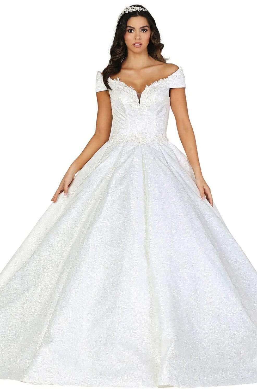 Image of Dancing Queen - 107 Off-Shoulder Pleated Wedding Ballgown