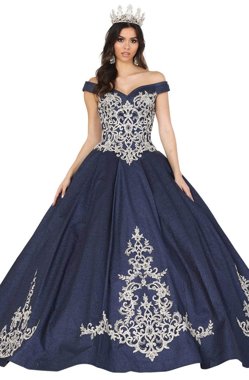Image of Dancing Queen - 1507 Embroidered Off-Shoulder Ballgown With Train