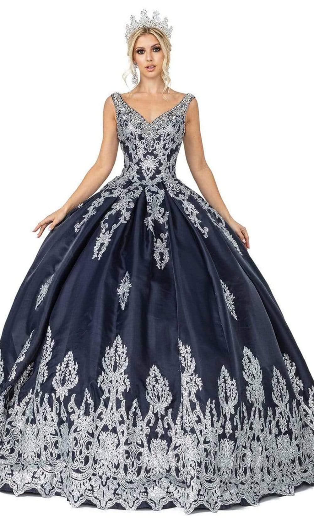 Image of Dancing Queen - 1551 Beaded Lace Applique Embellished Ballgown