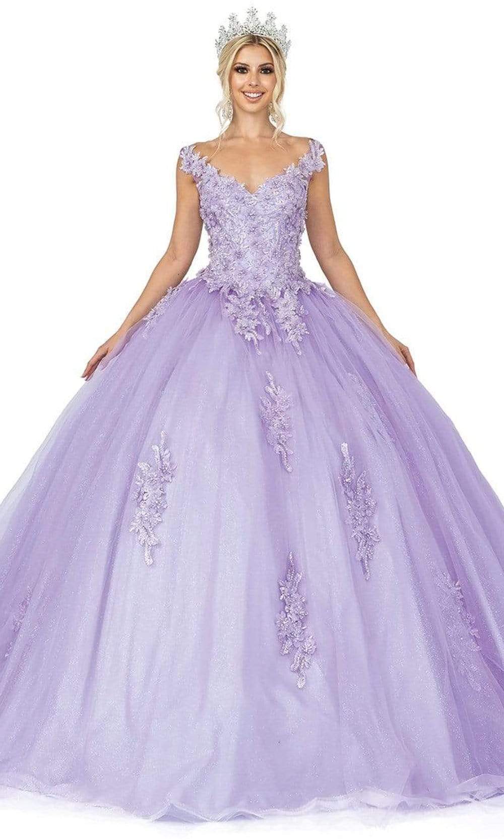 Image of Dancing Queen - 1597 Beaded Floral Lace Applique Tulle Ballgown