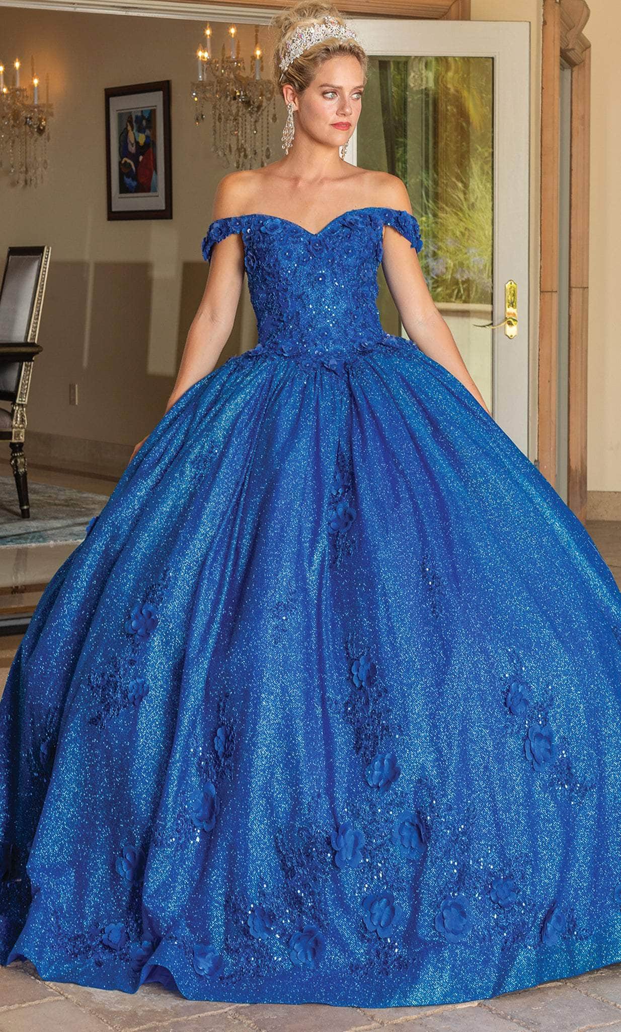 Image of Dancing Queen 1718 - Off Shoulder Glitter Ballgown With Cape