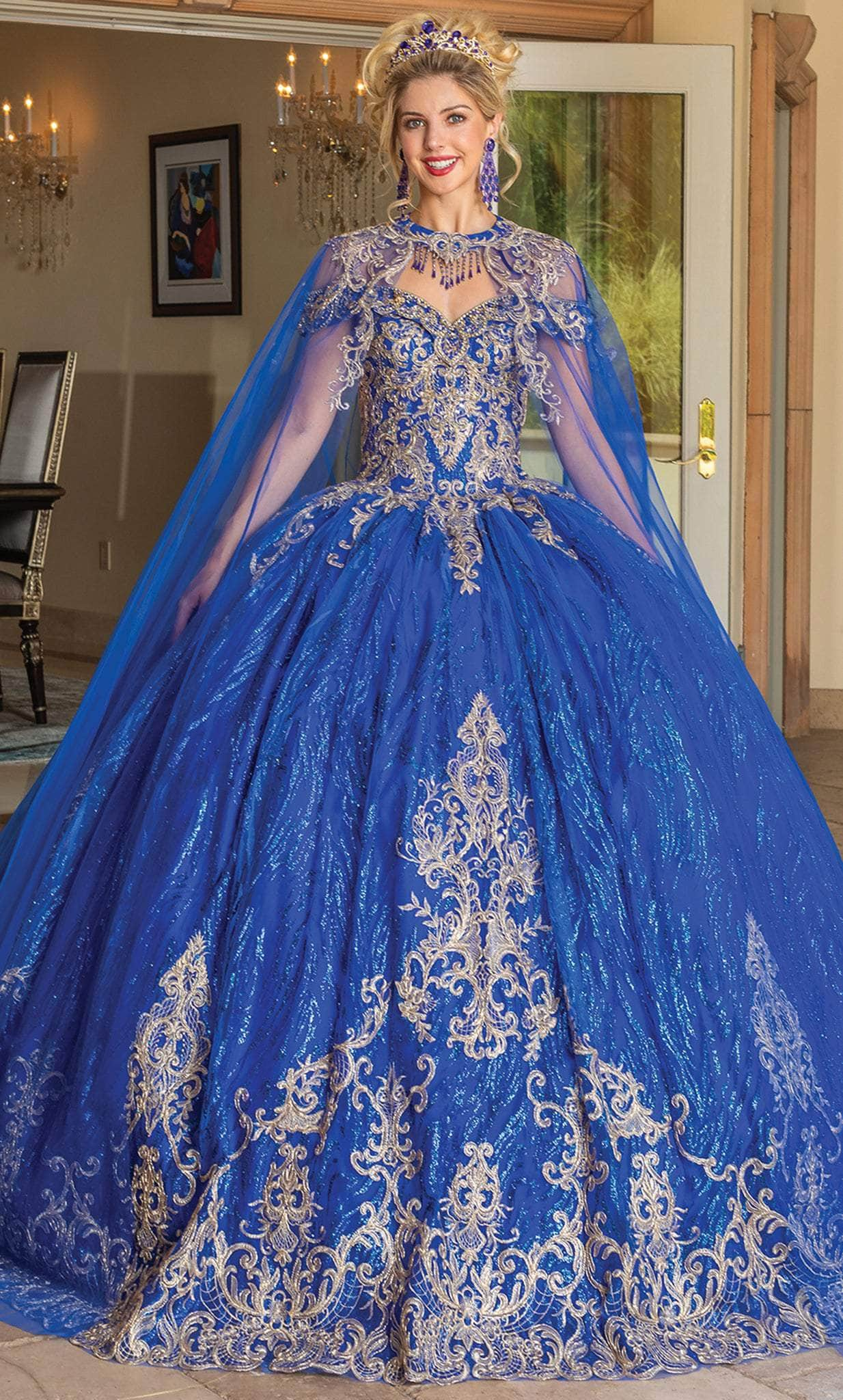 Image of Dancing Queen 1719 - Detachable Cape Sweetheart Ballgown