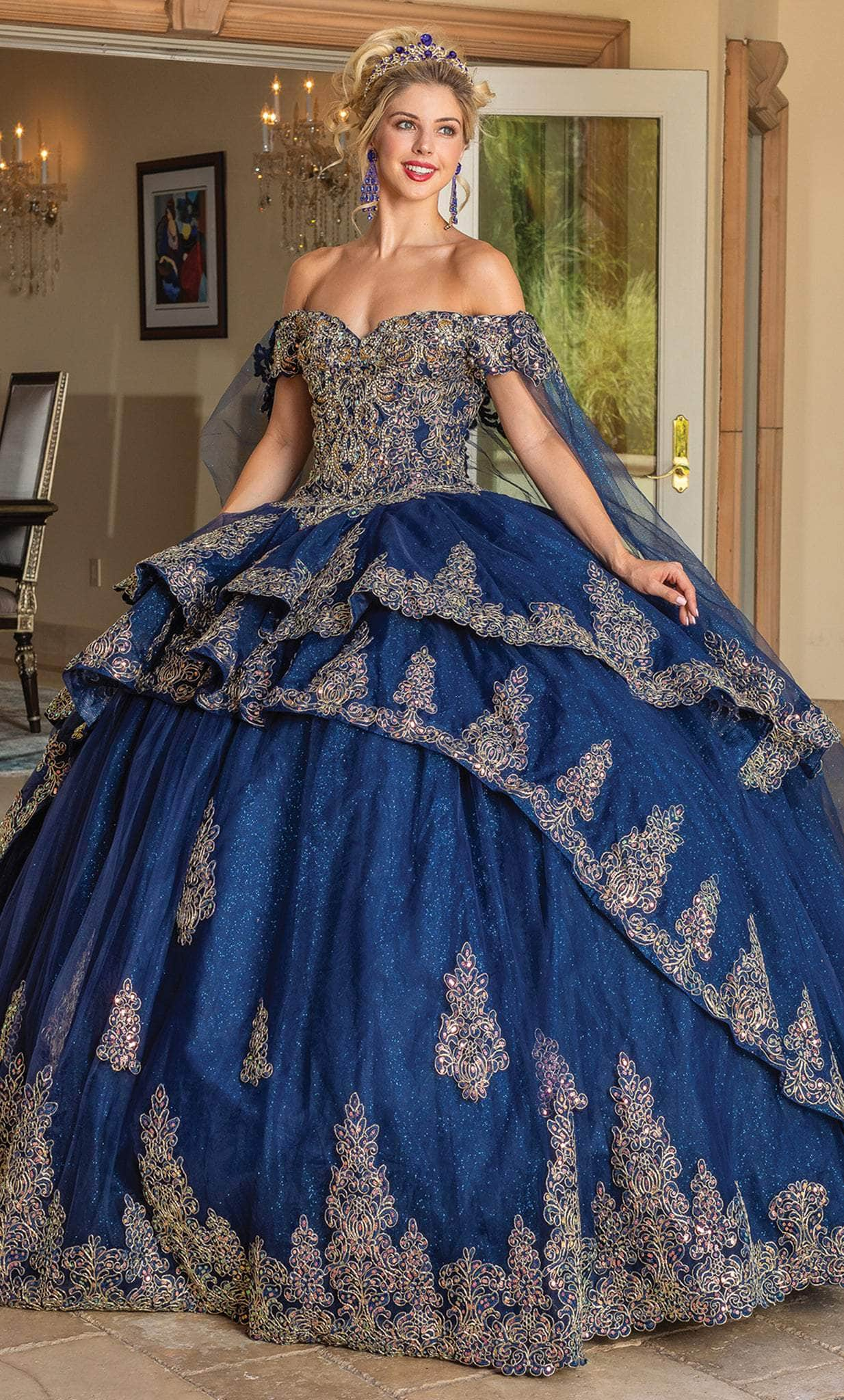 Image of Dancing Queen 1723 - Tiered Drape Quinceanera Ballgown