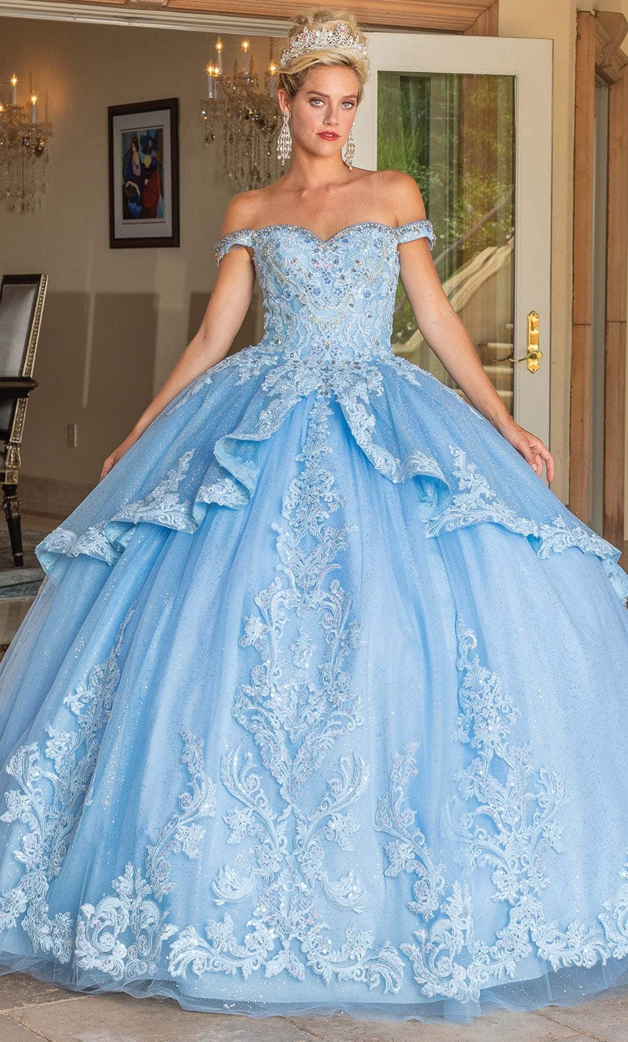 Image of Dancing Queen 1741 - Embellished Off Shoulder Ballgown