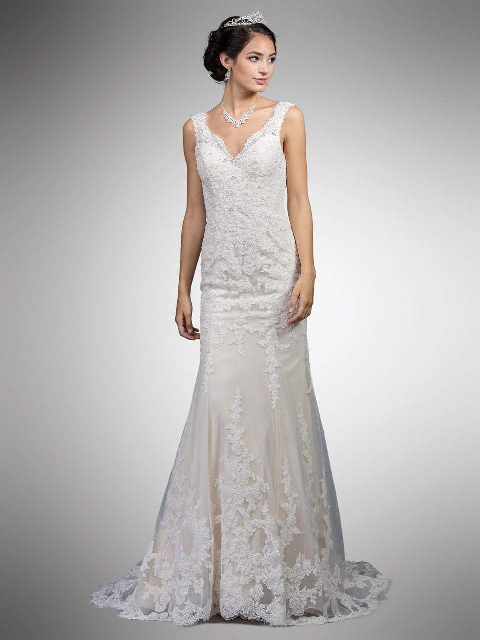 Image of Dancing Queen Bridal - 20 Deep V Back Lace Wedding Dress