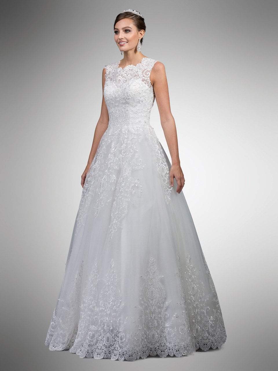 Image of Dancing Queen Bridal - 25 Scalloped Embroidered Lace Corset Ballgown