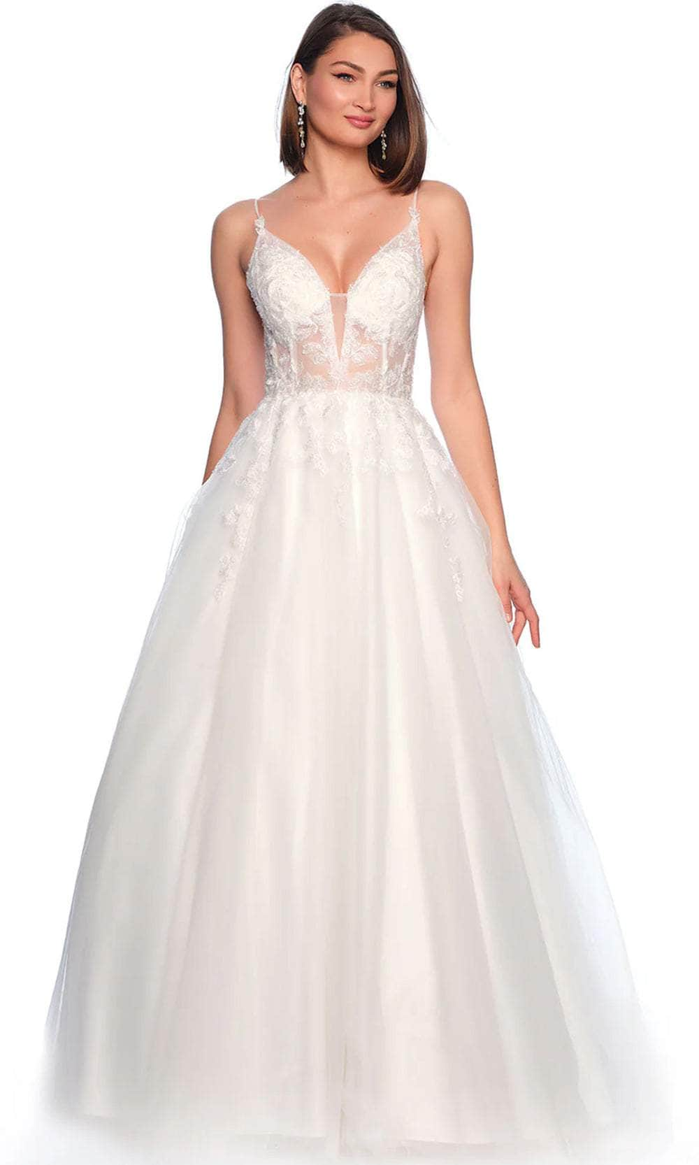 Image of Dave & Johnny Bridal 11834 - V-Neck Embroidered Bridal Gown