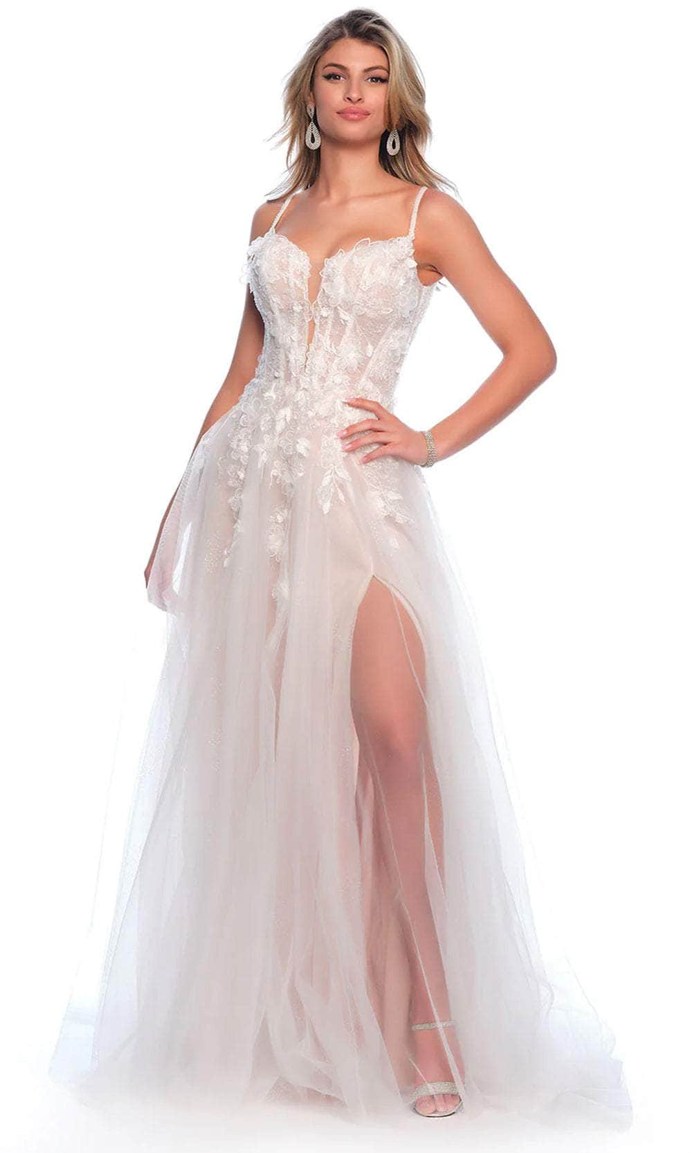 Image of Dave & Johnny Bridal 12113 - Applique Plunge Bridal Gown