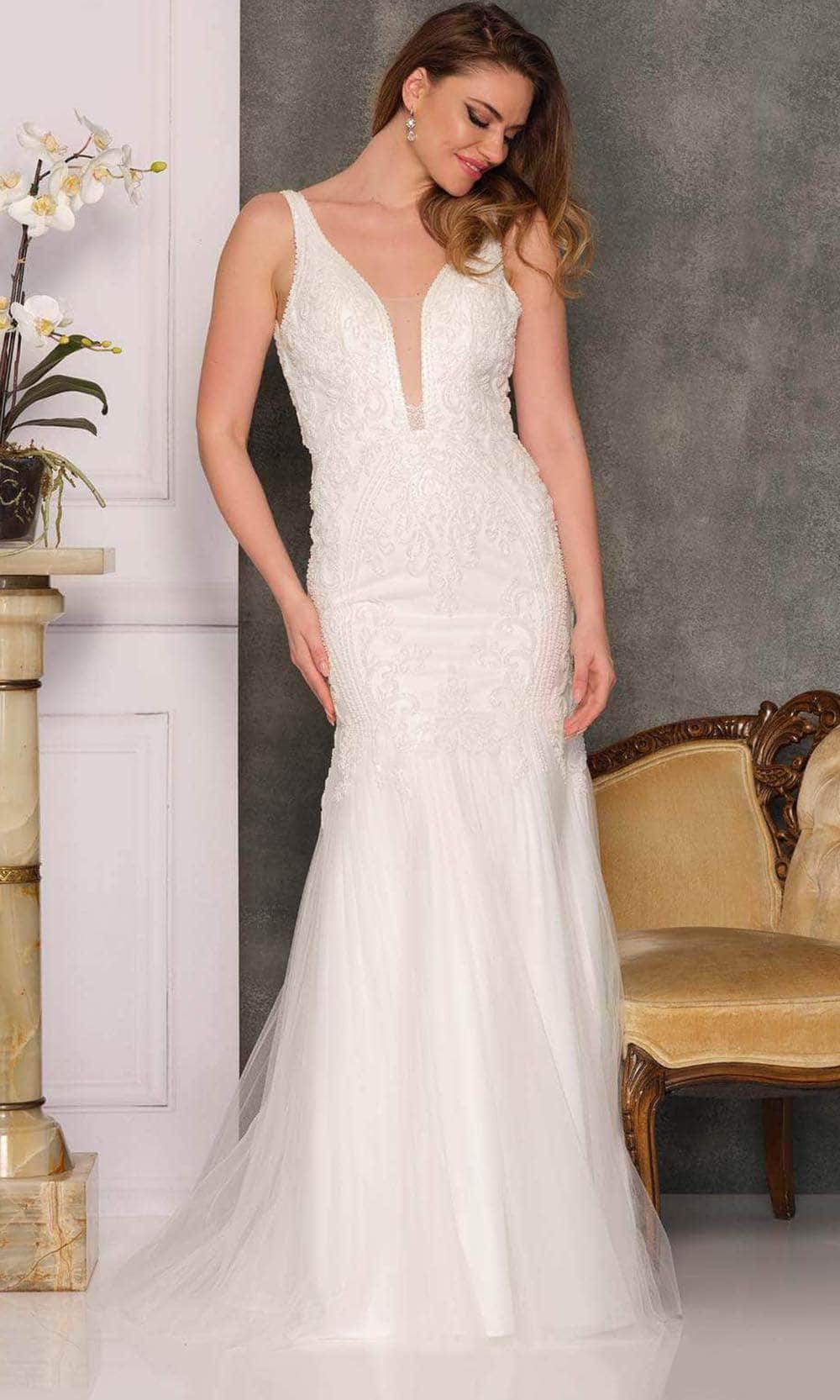 Image of Dave & Johnny Bridal A10382 - Deep Neckline Bridal Gown
