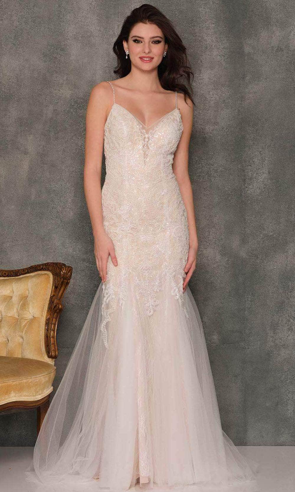 Image of Dave & Johnny Bridal A10386 - Laced Embroidered Bodice Bridal Gown