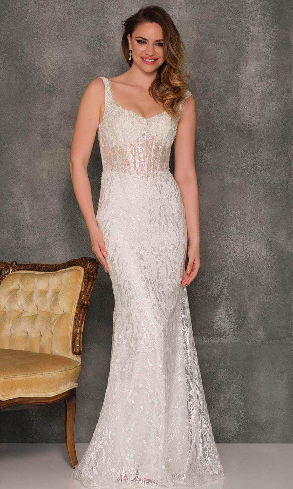 Image of Dave & Johnny Bridal A10454 - Sheer Corset Bridal Gown