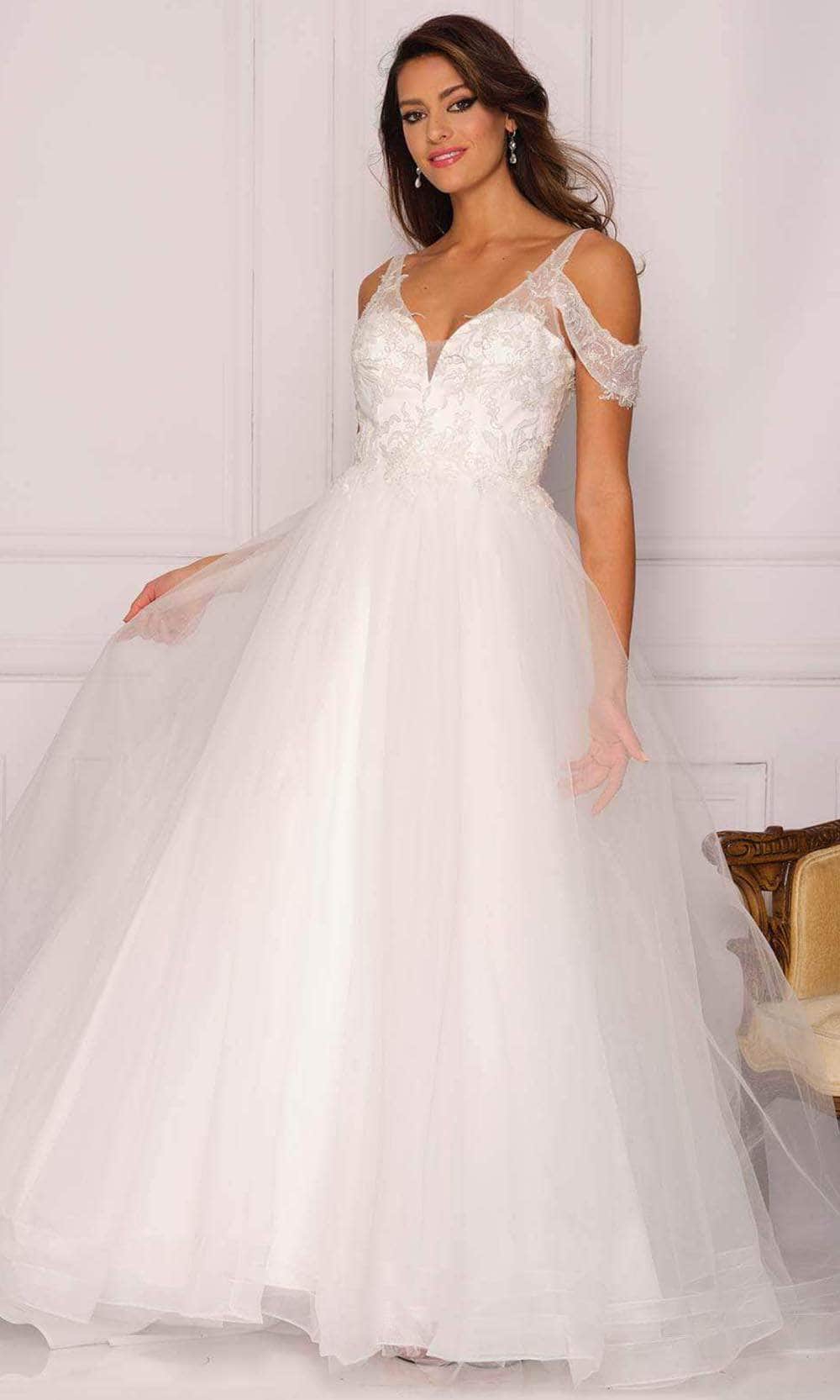 Image of Dave & Johnny Bridal A10488 - Laced Cold Shoulder Bridal Gown
