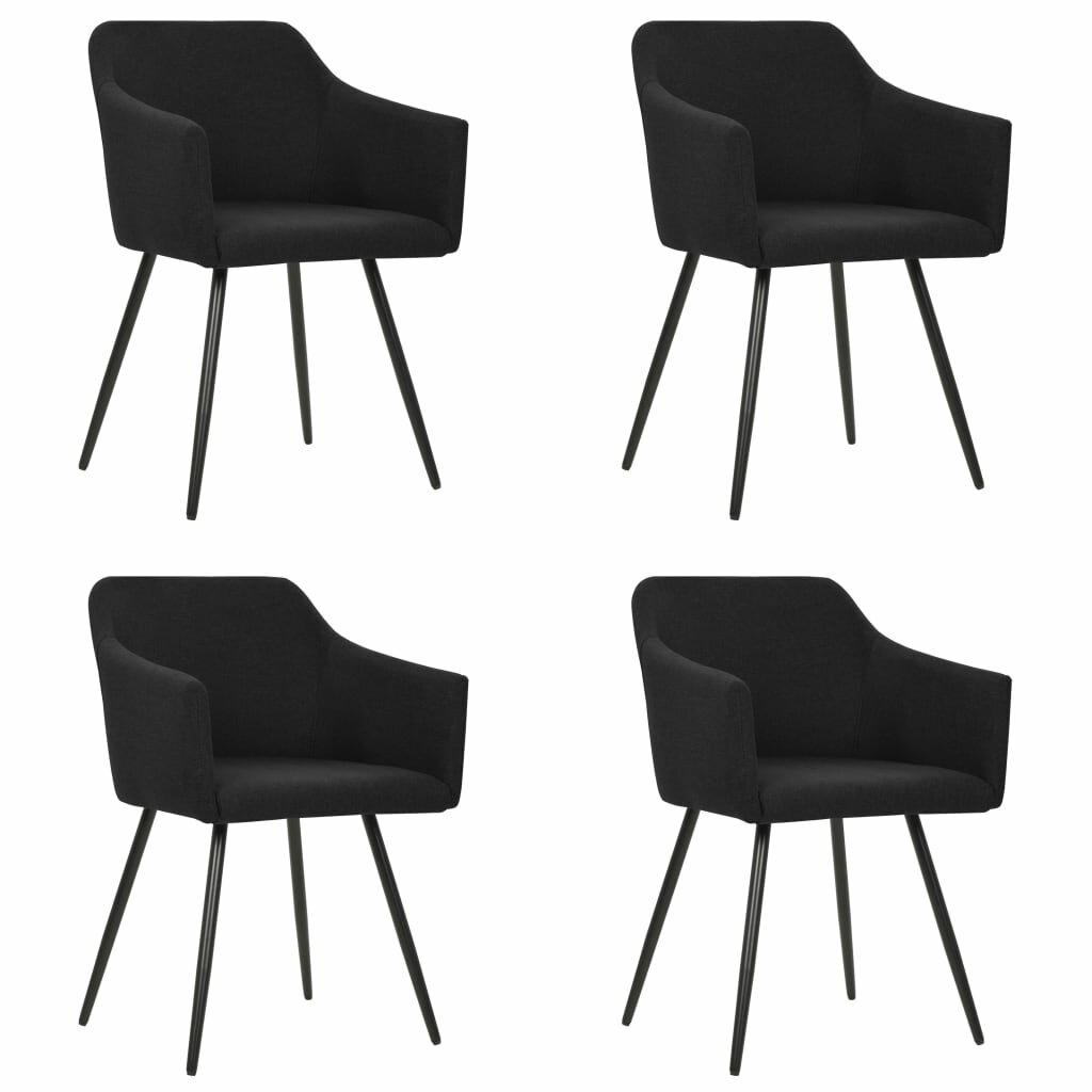 Image of Dining Chairs 4 pcs Black Fabric