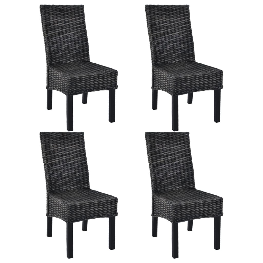 Image of Dining Chairs 4 pcs Black Kubu Rattan and Mango Wood (2x246656)