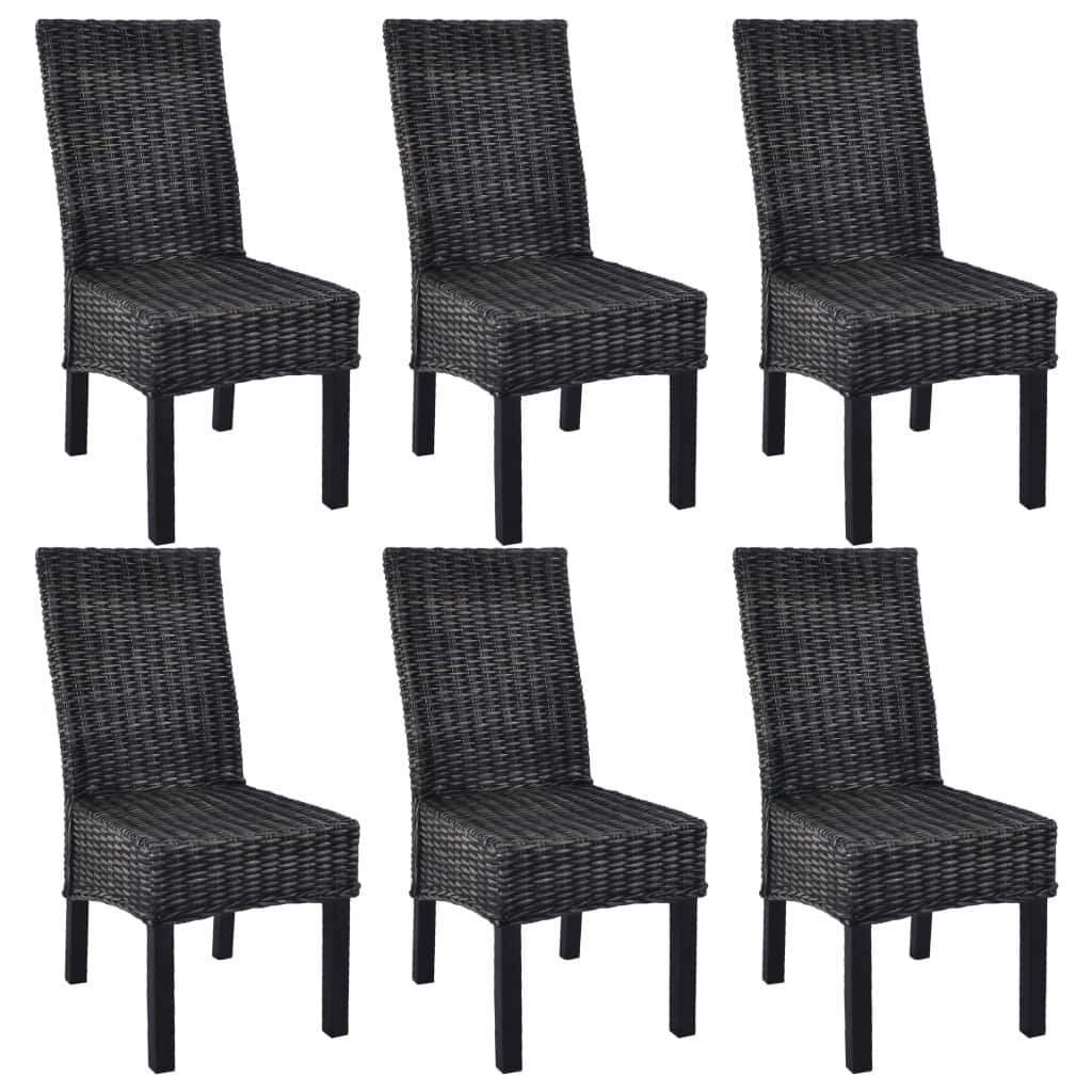 Image of Dining Chairs 6 pcs Black Kubu Rattan and Mango Wood (3x246656)