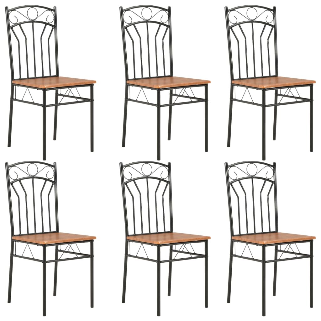 Image of Dining Chairs 6 pcs Brown MDF
