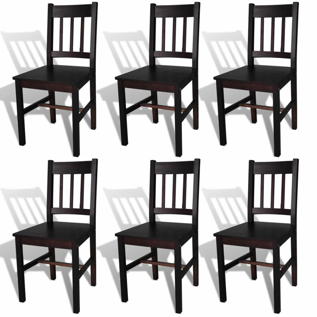 Image of Dining Chairs 6 pcs Dark Brown Pinewood