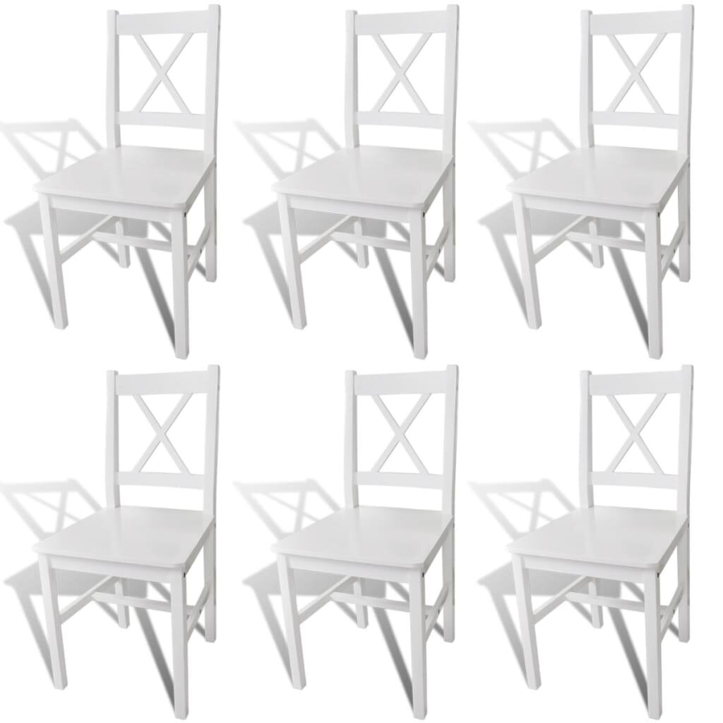 Image of Dining Chairs 6 pcs White Pinewood