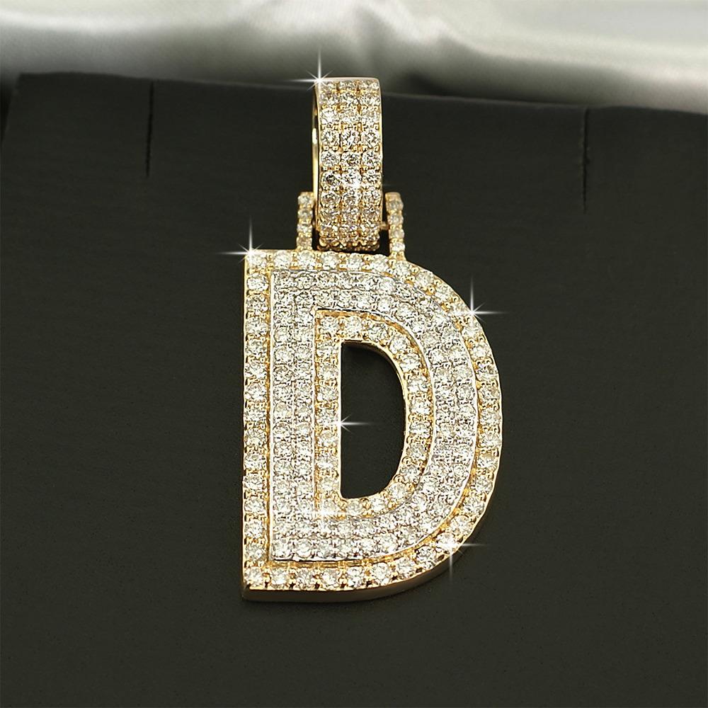Image of Double Block Letter Initial Diamond Pendant 10K Yellow Gold ID 41128986640577