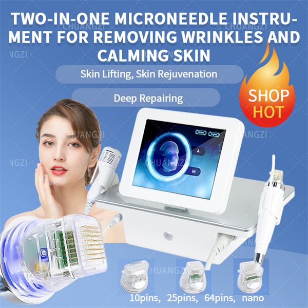 Image of ENH 840403321 rf equipment 2 in 1 fractional machine radio frequency microneedling with cool hammer high effective microneedle rf gold microneedling face