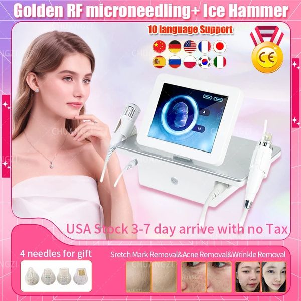 Image of ENH 857501055 beauty items 2in1 rf gold microneedle beauty machine facial liftting stretch mark acne wrinkle removal cold hammer skin tightening beauty