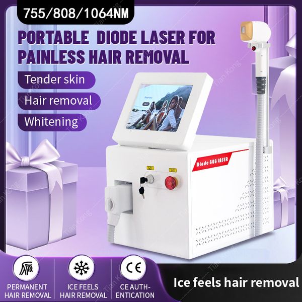 Image of ENH 873155297 2023 new portable 2000w 808nm diode laser ice platinum three wavelength 755 808 1064nm ice point painless permanent hair removal