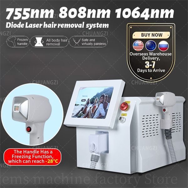 Image of ENH 875830771 2023 ice triple wavelength 755nm 808nm 1064nm 808 diode laser 1600w hair removal and skin rejuvenation machine