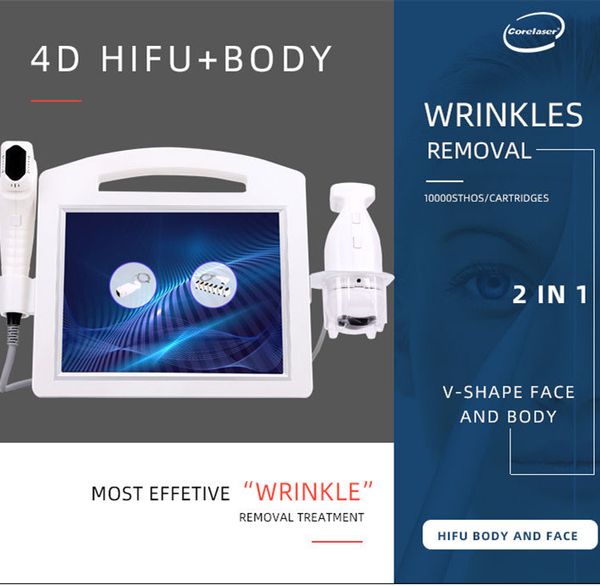 Image of ENH 878409434 portable 2 in 1 hifu liposonix machine face lift weight loss body slimming wrinkle removal with 5 cartridges for face and body