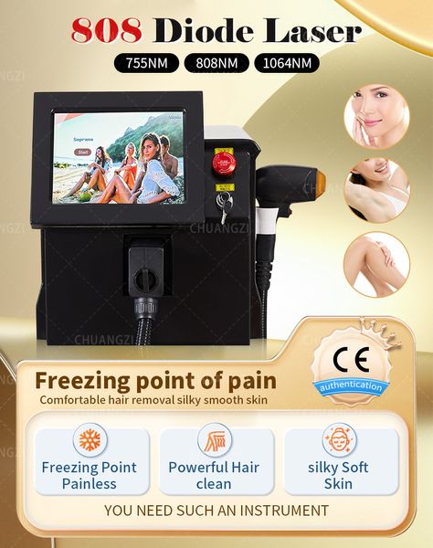 Image of ENH 881476472 2023 new ice triple wavelength 755nm 808nm 1064nm 808 diode laser 808 hair removal and skin rejuvenation machine