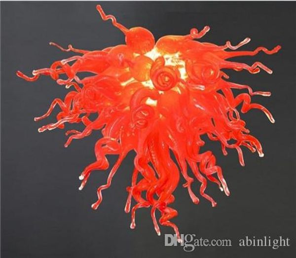 Image of ENM 525252107 110v 120v red colored modern wedding chandeliers decorative hanging lighting hand blown murano style glass romantic pendant lights