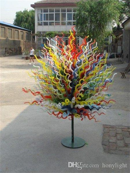 Image of ENM 526301075 outdoor garden decoration lamp art standing floor lamps multicolor flower trees hand blown glass sculpture for sale