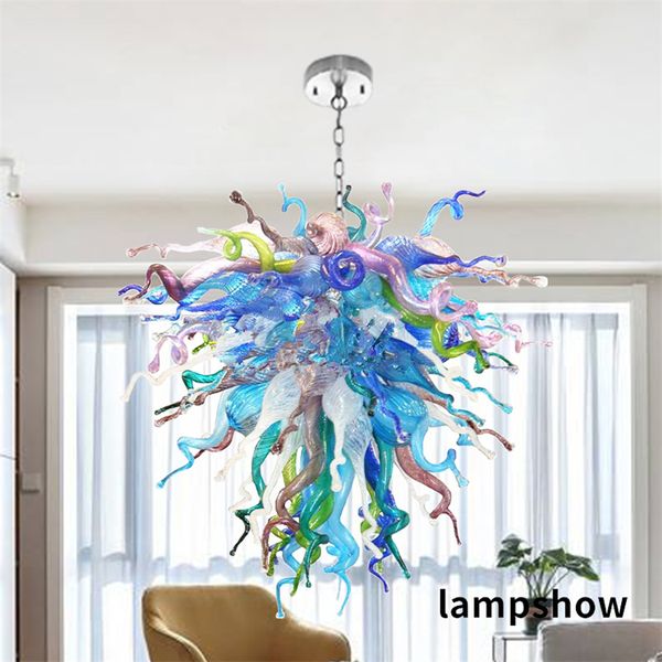 Image of ENM 686187938 hallway multi colored lamps crystal hand blown glass chandelier murano style glass chandeliers for l home living dining room bar bedroom dec