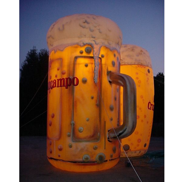 Image of ENM 709871877 custom made giant&3mh inflatable beer bottle led glass beers mug air balloon decoration toys sport for advertising