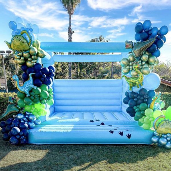 Image of ENM 710415467 good quality bouncy castle sky blue inflatable wedding bouncer bridal full pvc bounce house commercial wedding&#039s tent inflatables jumpi