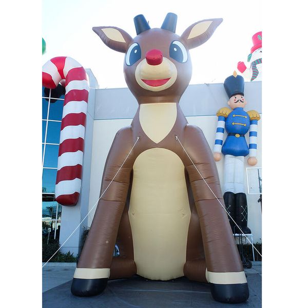 Image of ENM 719418358 giant animated lovely inflatable christmas rudolphgiant brown reindeer ornament for farm house yard decoration
