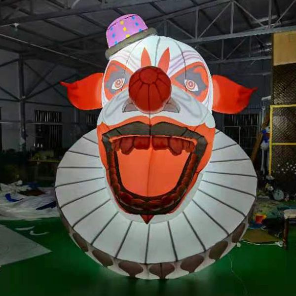 Image of ENM 720430222 customized holiday decorative inflatable evil clown head 3 meters high inflatables halloween ghost with leds entrance decoration