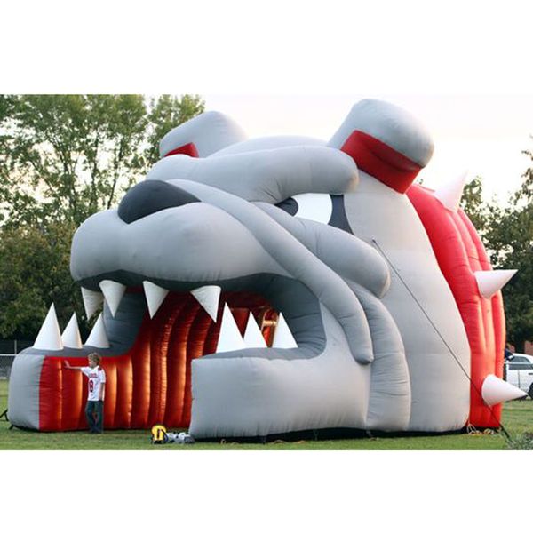 Image of ENM 727940082 cute giant outdoor inflatable bulldog tunnel animal mascot head entry channel football helmet tent for sports events